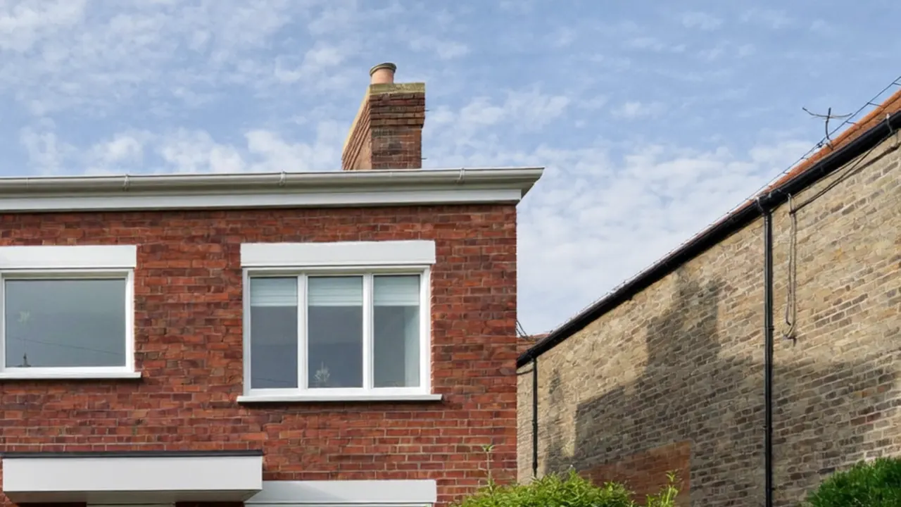 White double glazed windows fitted to a brick house